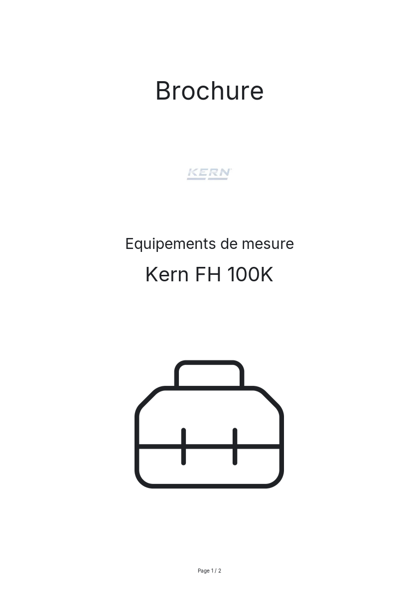 Page n°1 - Brochure Kern FH 100K