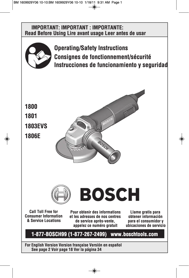 Página 1 del manual Manual de usuario Bosch 1803EVS