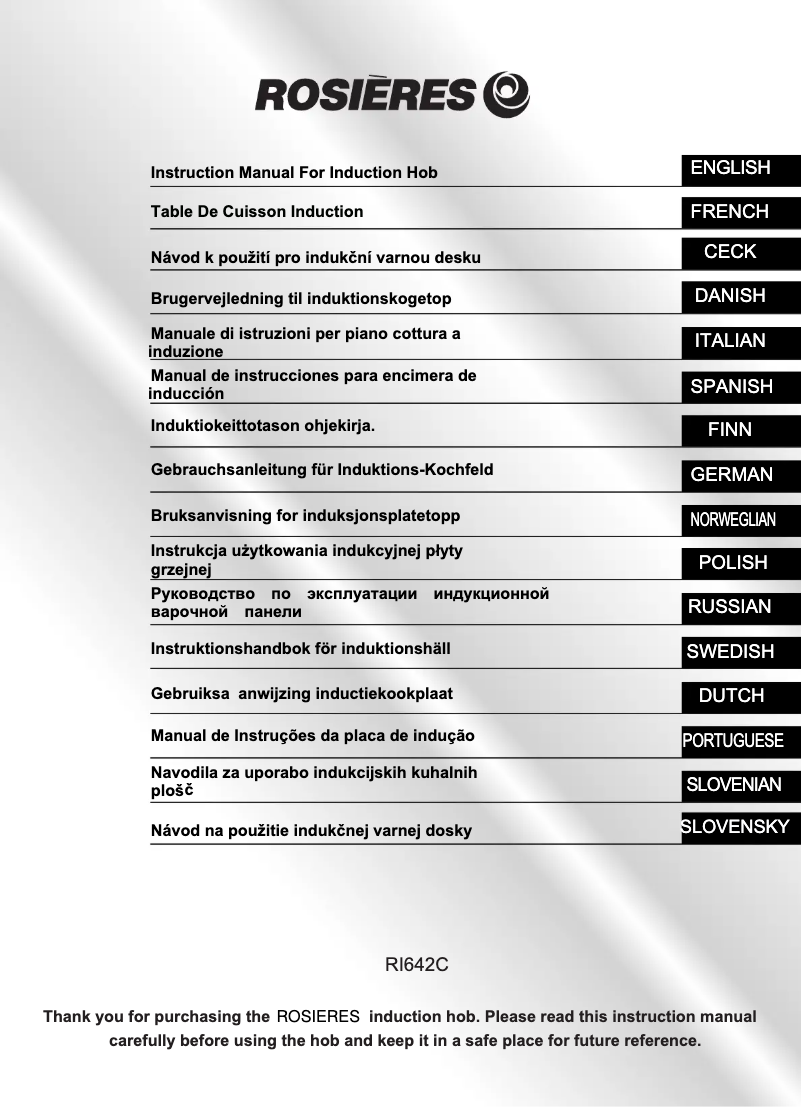 Page 1 de la notice Manuel utilisateur Rosieres RI 642 C