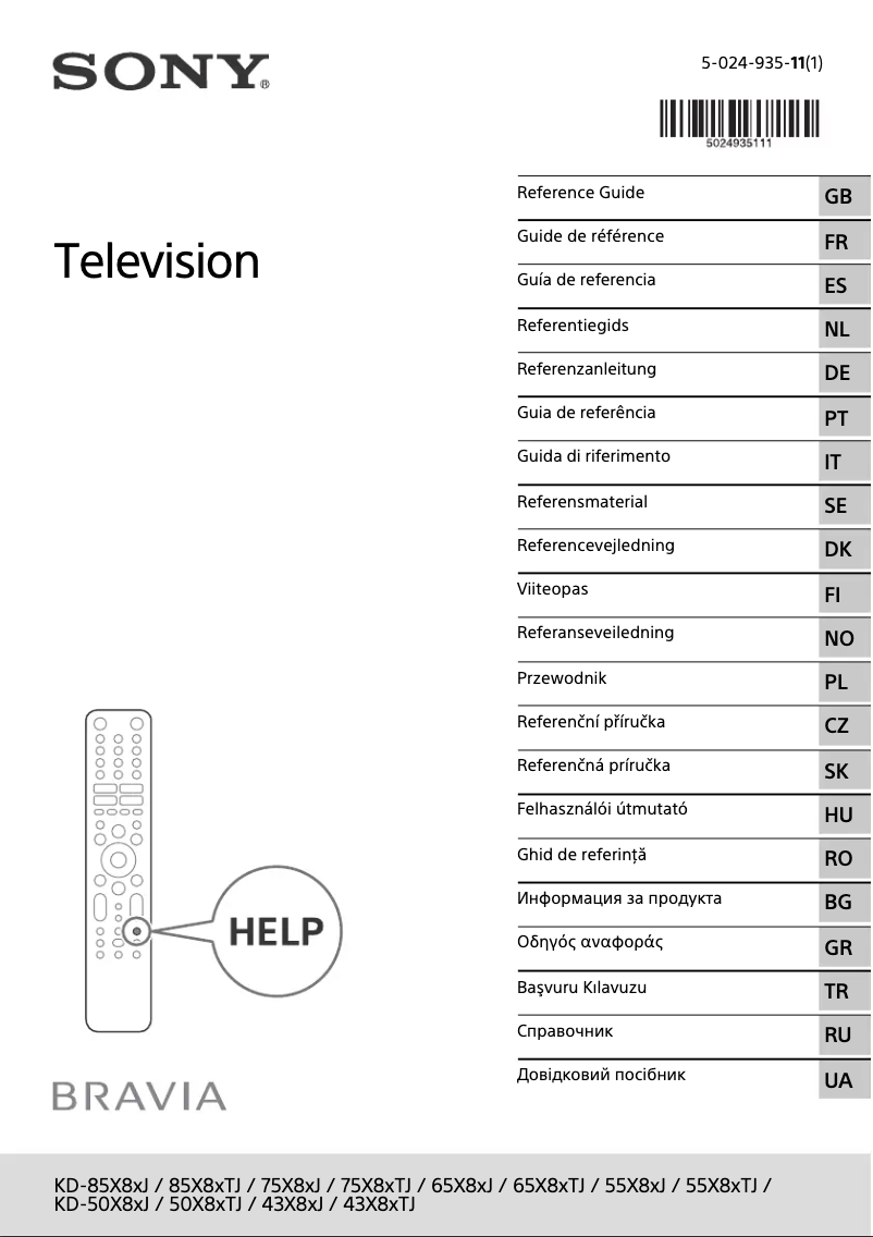 Page n°1 - Manuel utilisateur Sony KD-55X89J