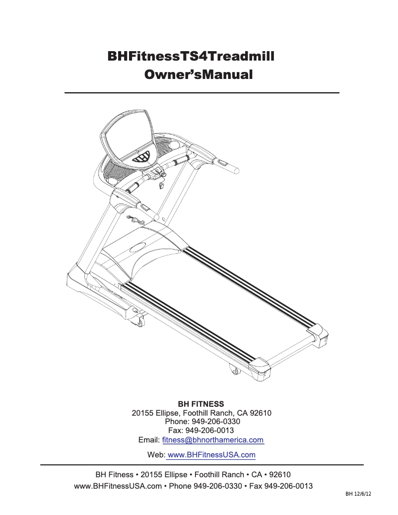 Page 1 de la notice Manuel utilisateur BH Fitness TS4