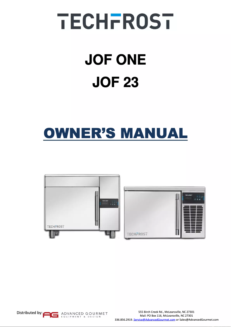 Page n°1 - Manuel utilisateur Techfrost JOF1
