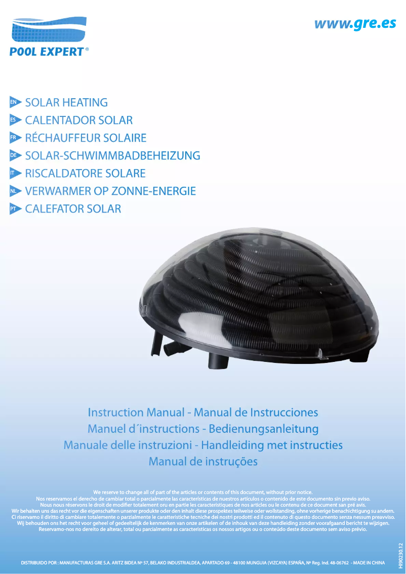 Page 1 de la notice Manuel utilisateur Gre 90230 (CN)