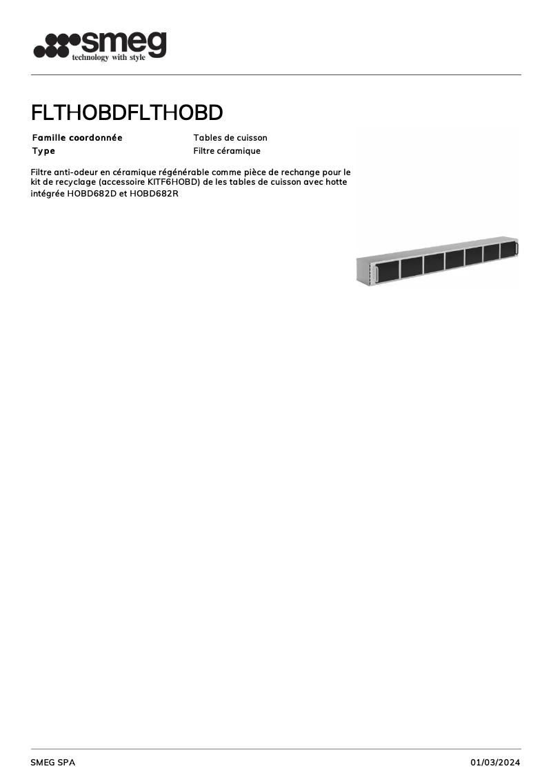 Page n°1 - Fiche technique Smeg FLTHOBD