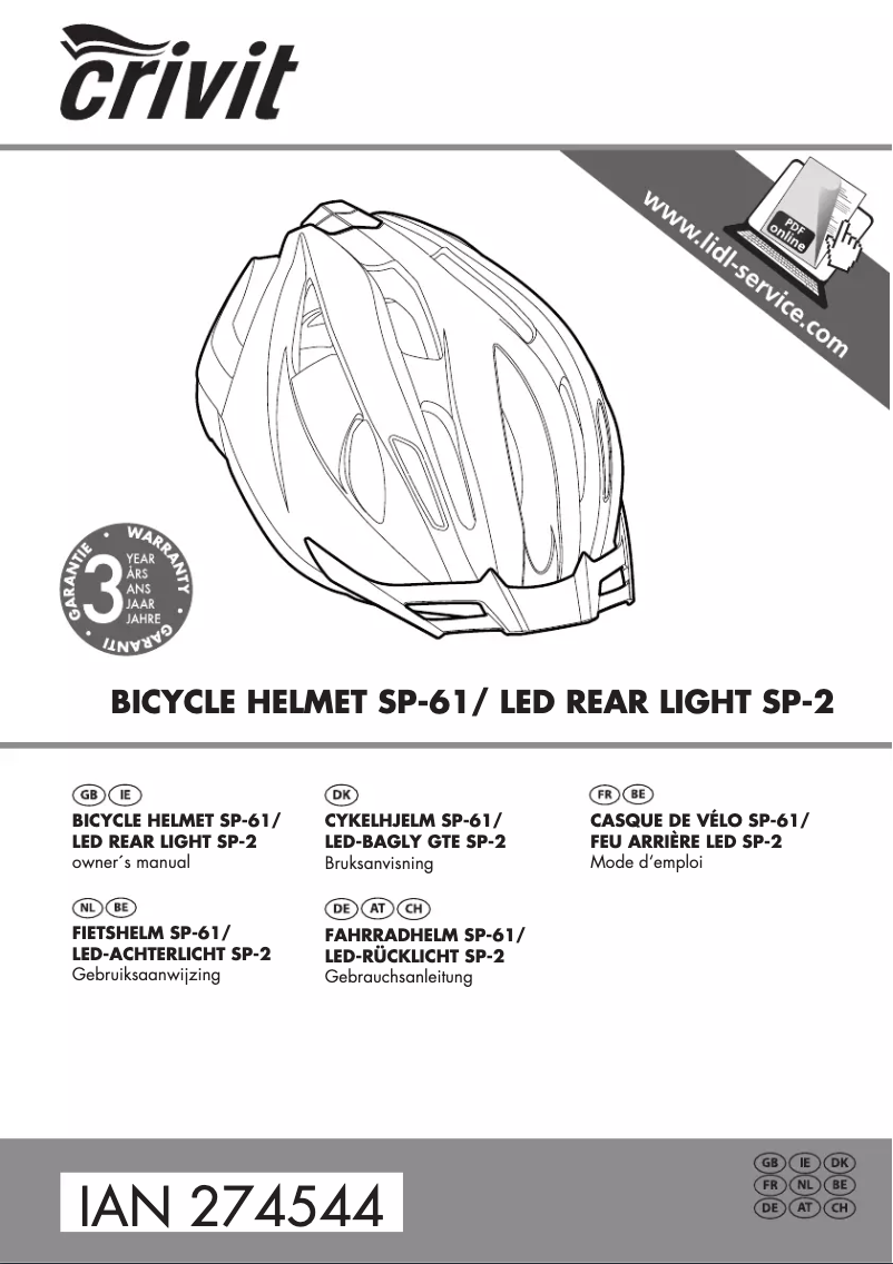 Page 1 de la notice Manuel utilisateur Crivit IAN 274544