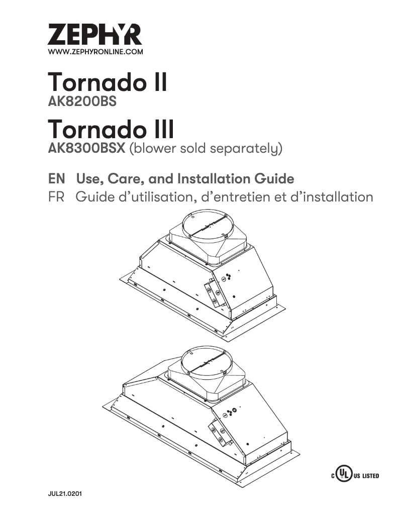 Page 1 de la notice Manuel utilisateur Zephyr Tornado III AK8300BSX