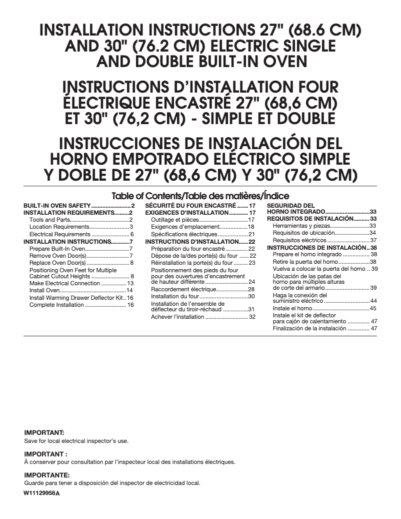 Image de la première page du manuel de l'appareil WOD51EC0HW