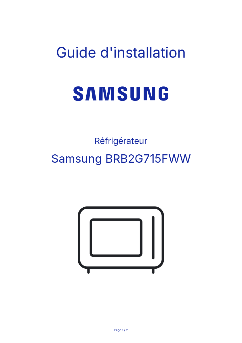 Page n°1 - Guide d'installation Samsung BRB2G715FWW