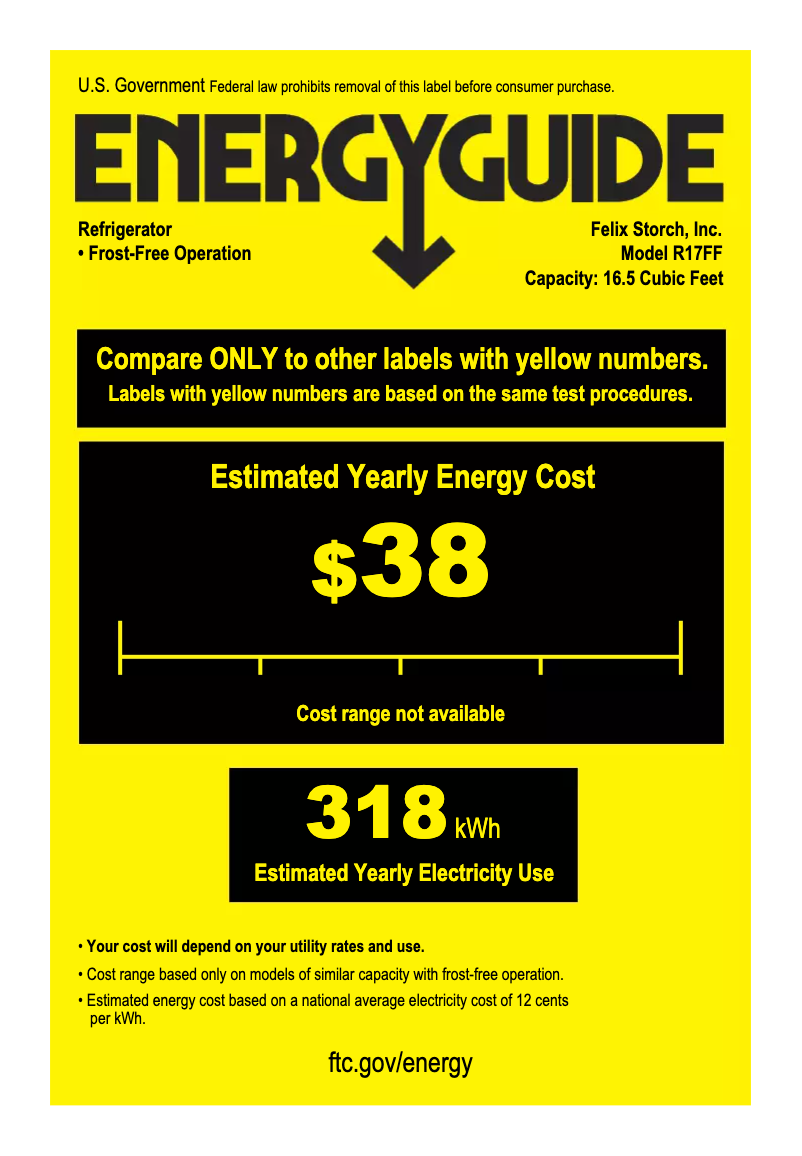 Page 1 de la notice Label énergétique Summit R17FF