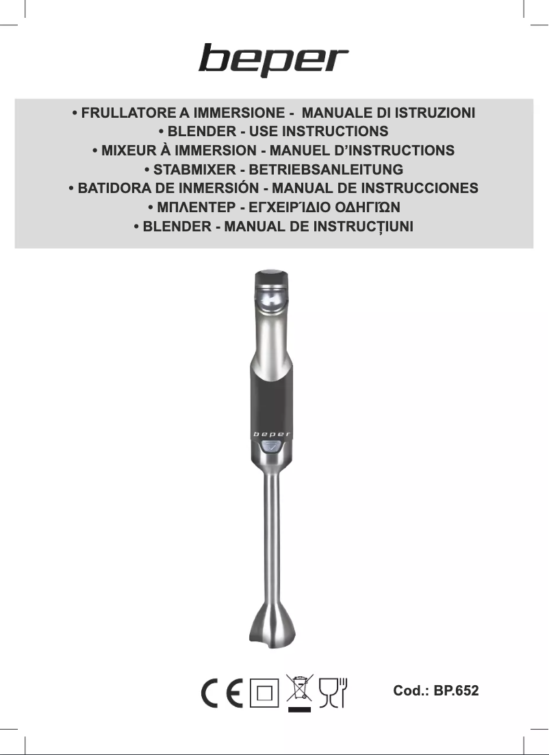 Page 1 de la notice Manuel utilisateur Beper BP.652
