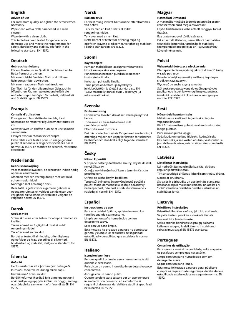 Page 1 de la notice Manuel utilisateur Ikea LISABO 605.637.80