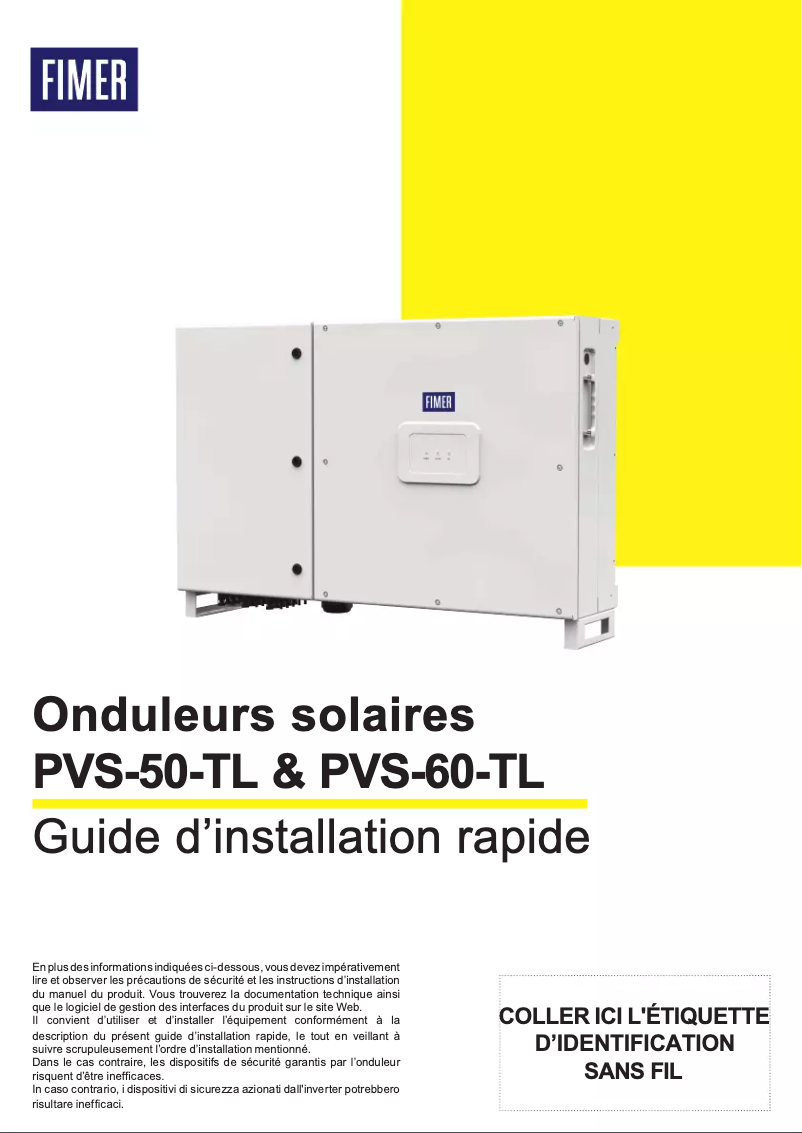 Image de la première page du manuel de l'appareil PVS-60-TL