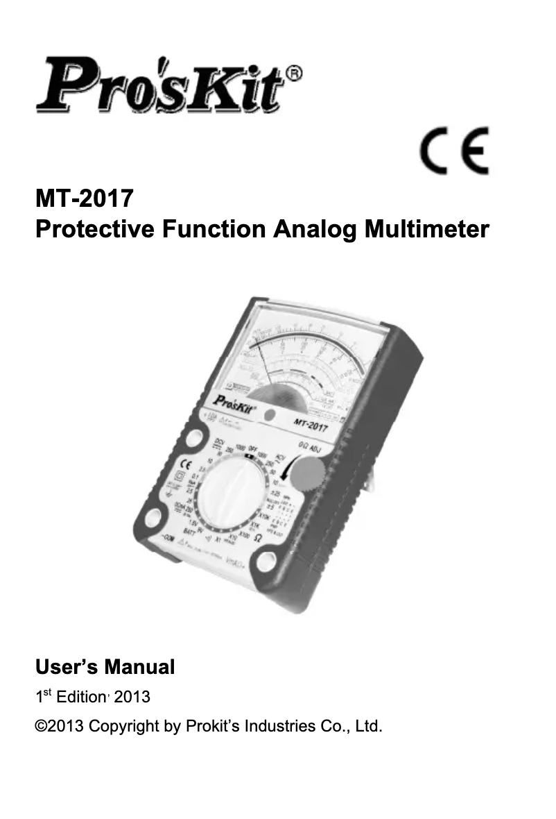 Page 1 de la notice Manuel utilisateur Pro'sKit MT-2017