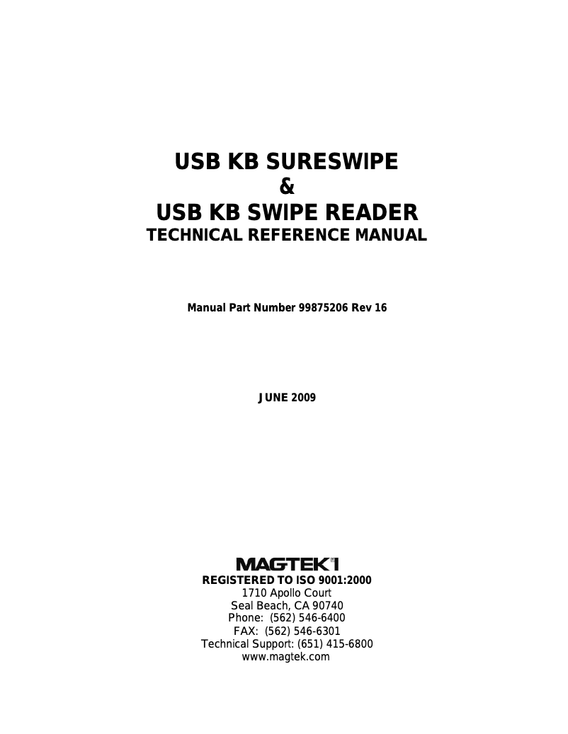 Page 1 de la notice Manuel utilisateur MagTek Mini Swipe