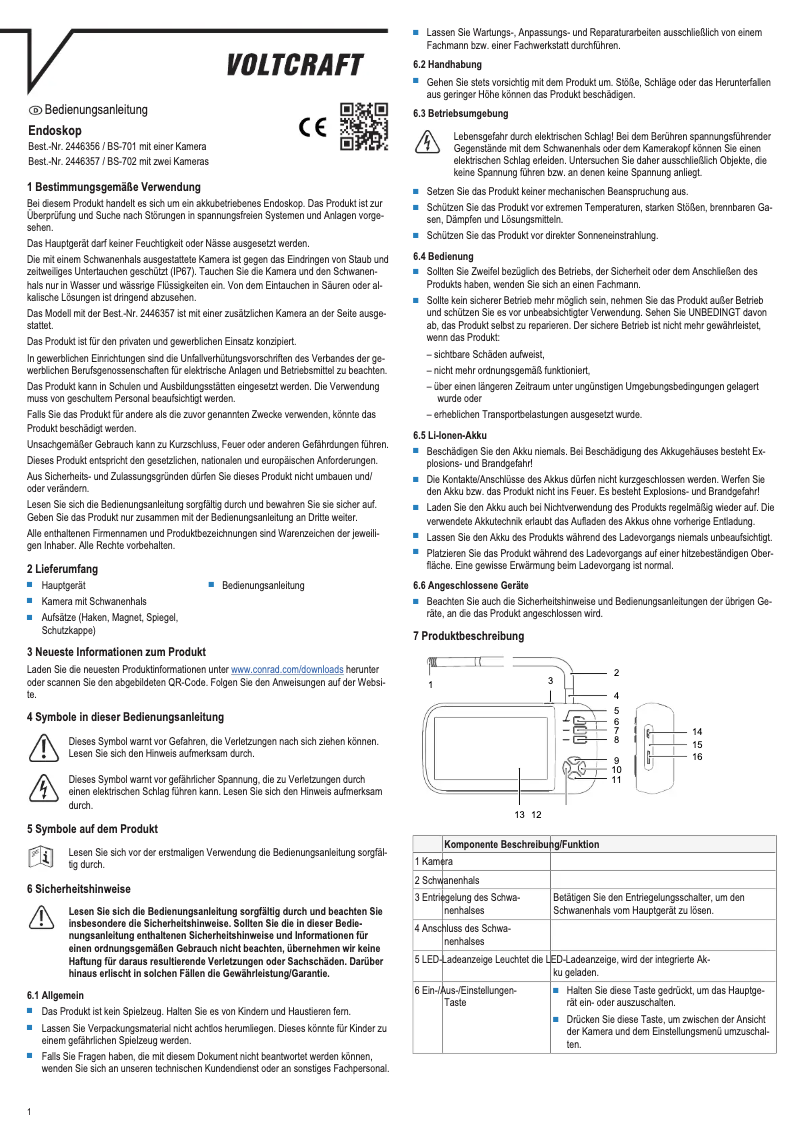 Page 1 de la notice Manuel utilisateur Voltcraft BS-702SE