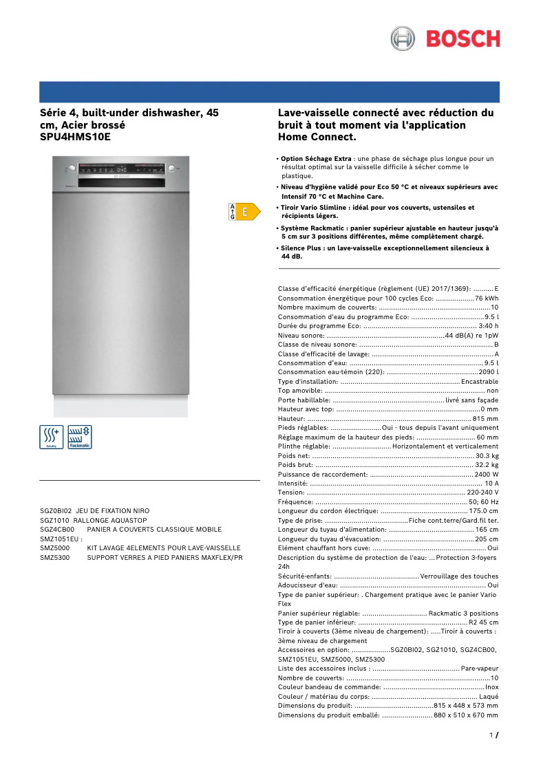 Image de la première page du manuel de l'appareil SPU4HMS10E