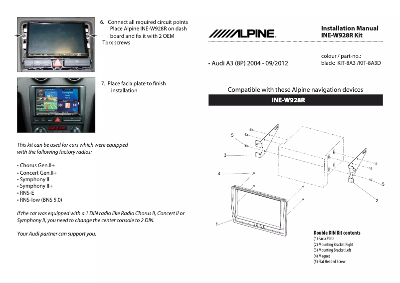 Page n°1 - Manuel utilisateur Alpine KIT-8A3D