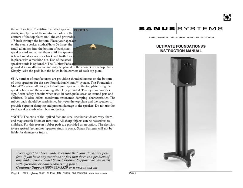 Page n°1 - Manuel utilisateur Sanus UF26