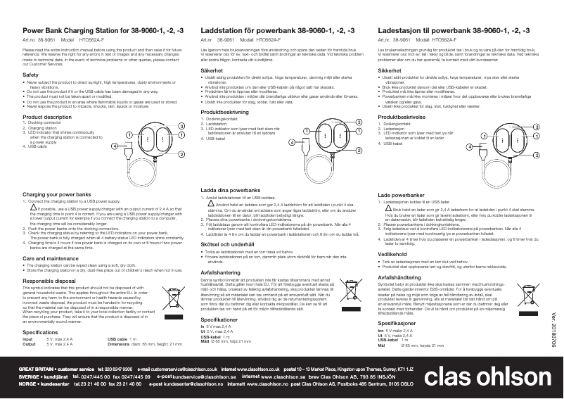 Page n°1 - Manuel utilisateur Clas Ohlson HTO562A-F