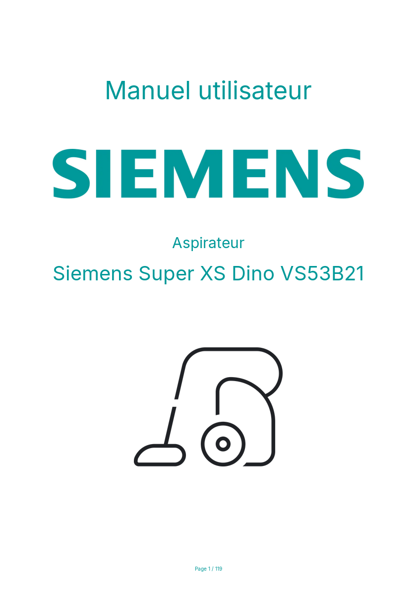 Page n°1 - Manuel utilisateur Siemens Super XS Dino VS53B21