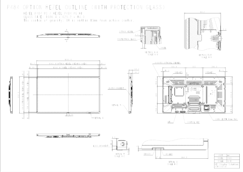 Page 1 de la notice Dessin technique NEC MultiSync P484 PG