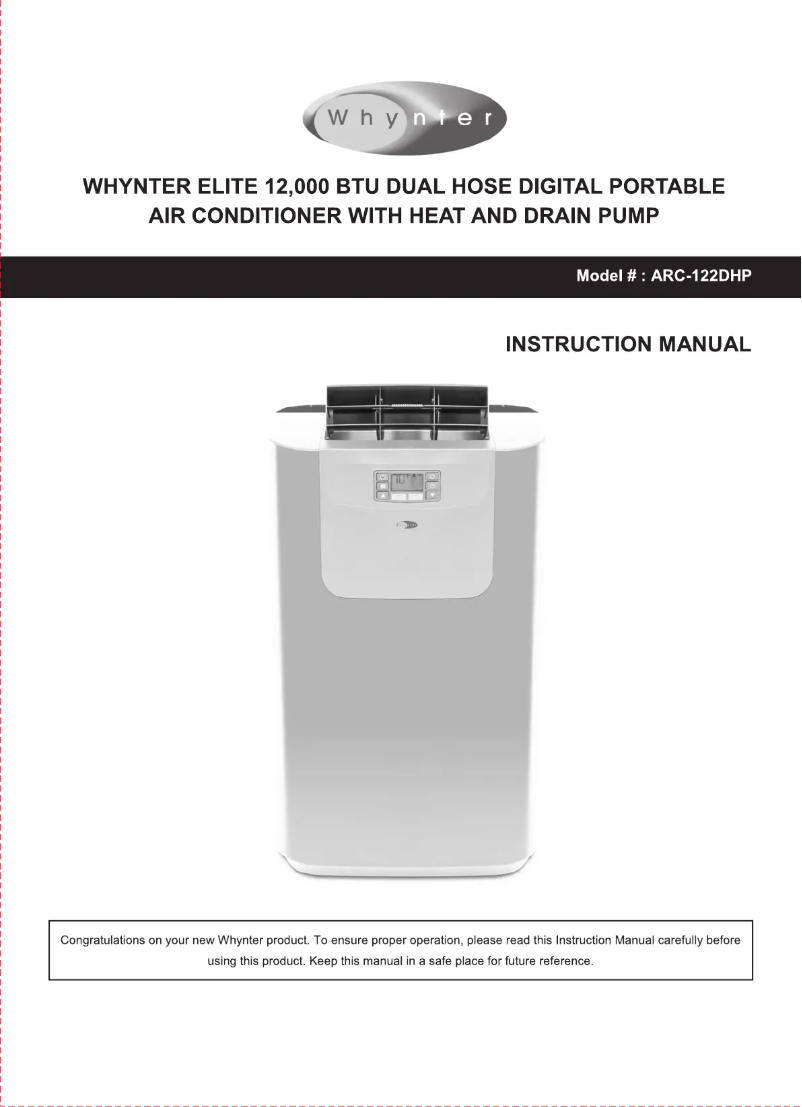 Page n°1 - Manuel utilisateur Whynter Elite ARC-122DHP
