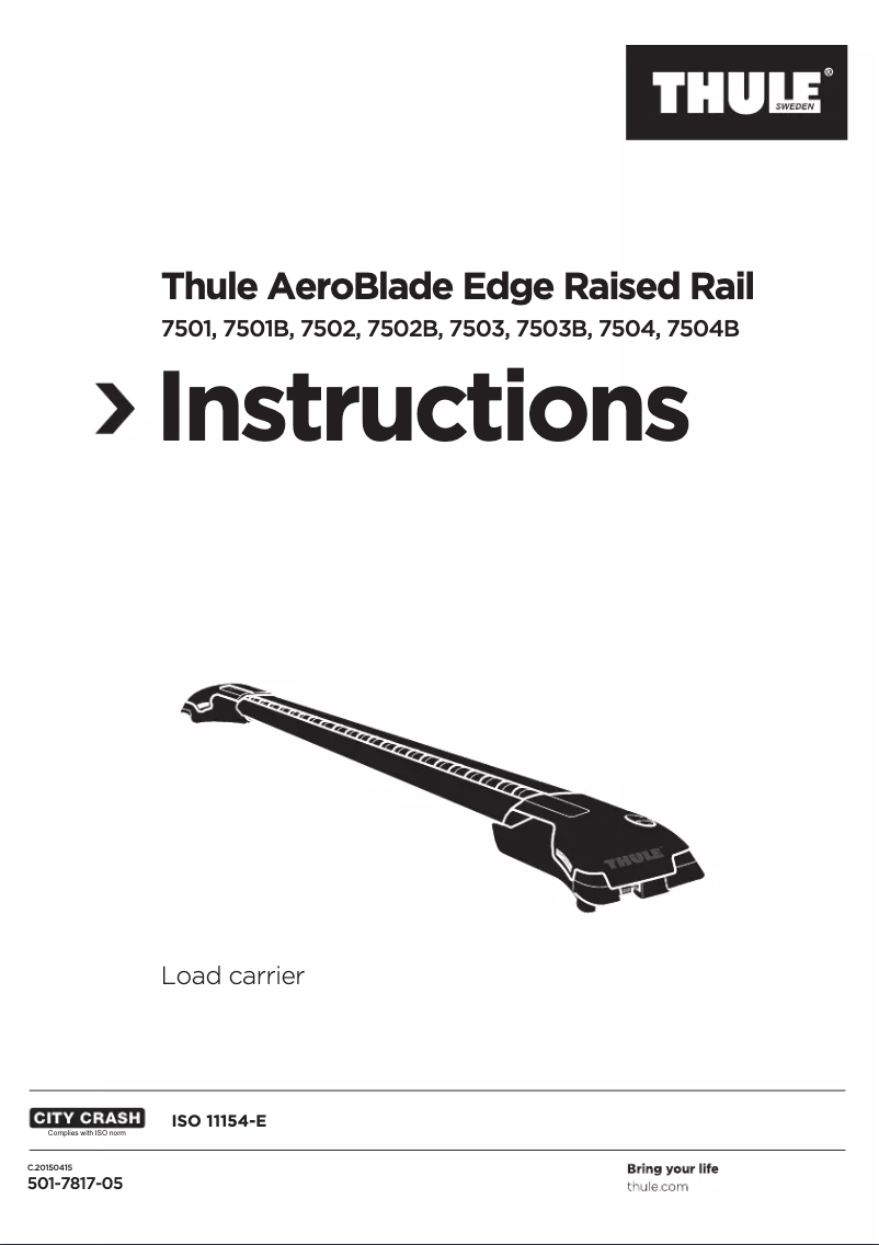 Page 1 de la notice Manuel utilisateur Thule AeroBlade Edge 7504B