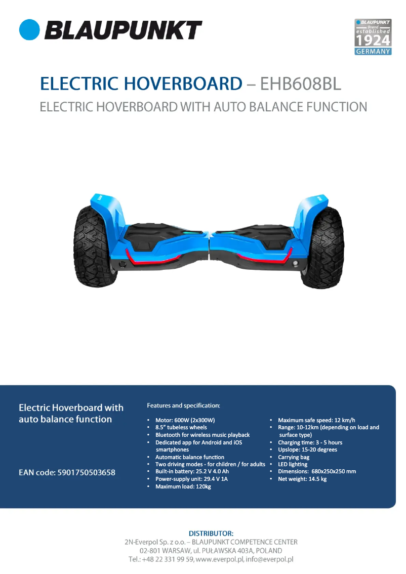 Image de la première page du manuel de l'appareil EHB608BL