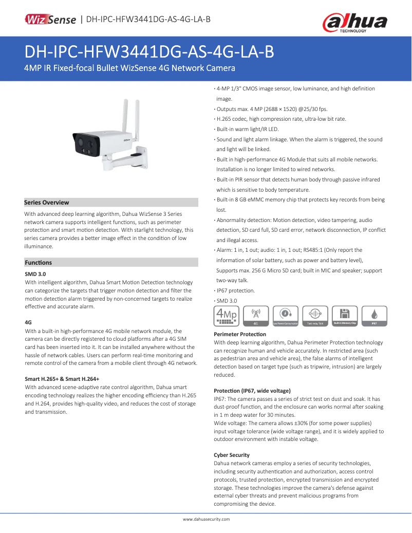 Image de la première page du manuel de l'appareil IPC-HFW3441DG-AS-4G-LA-B