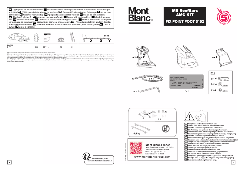 Page 1 de la notice Manuel utilisateur Mont Blanc AMC 5102