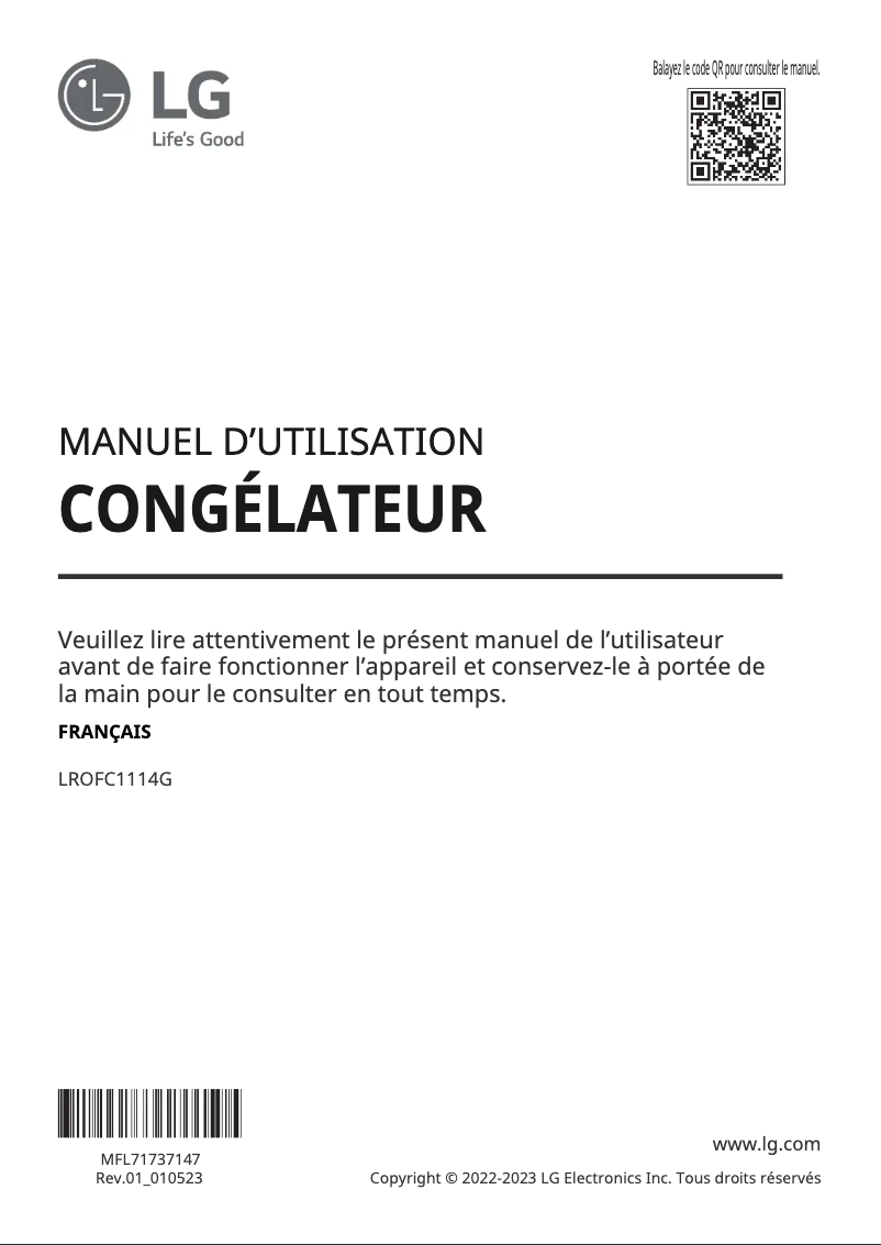 Image de la première page du manuel de l'appareil LROFC1114G