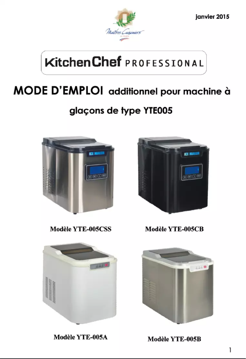Page n°1 - Manuel utilisateur Kitchen Chef YT-E-005B