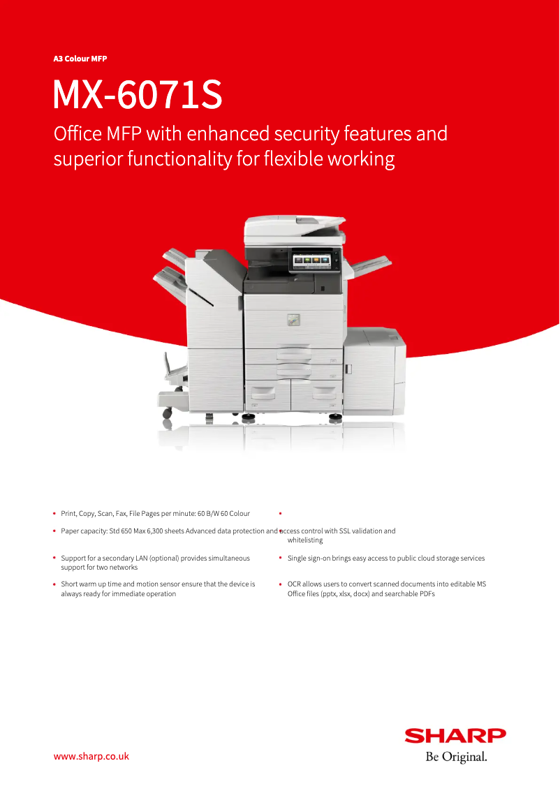 Page 1 de la notice Fiche technique Sharp MX-6071S