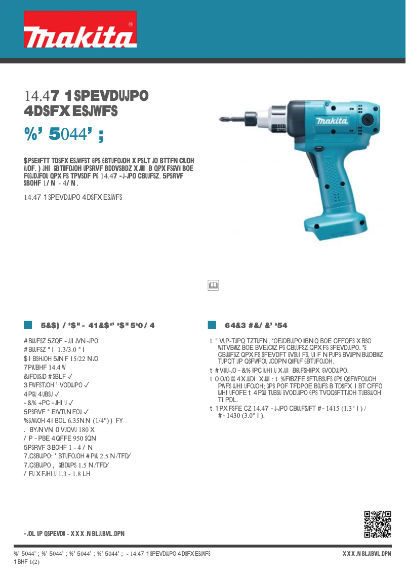 Page n°1 - Fiche technique Makita DFT044FZ