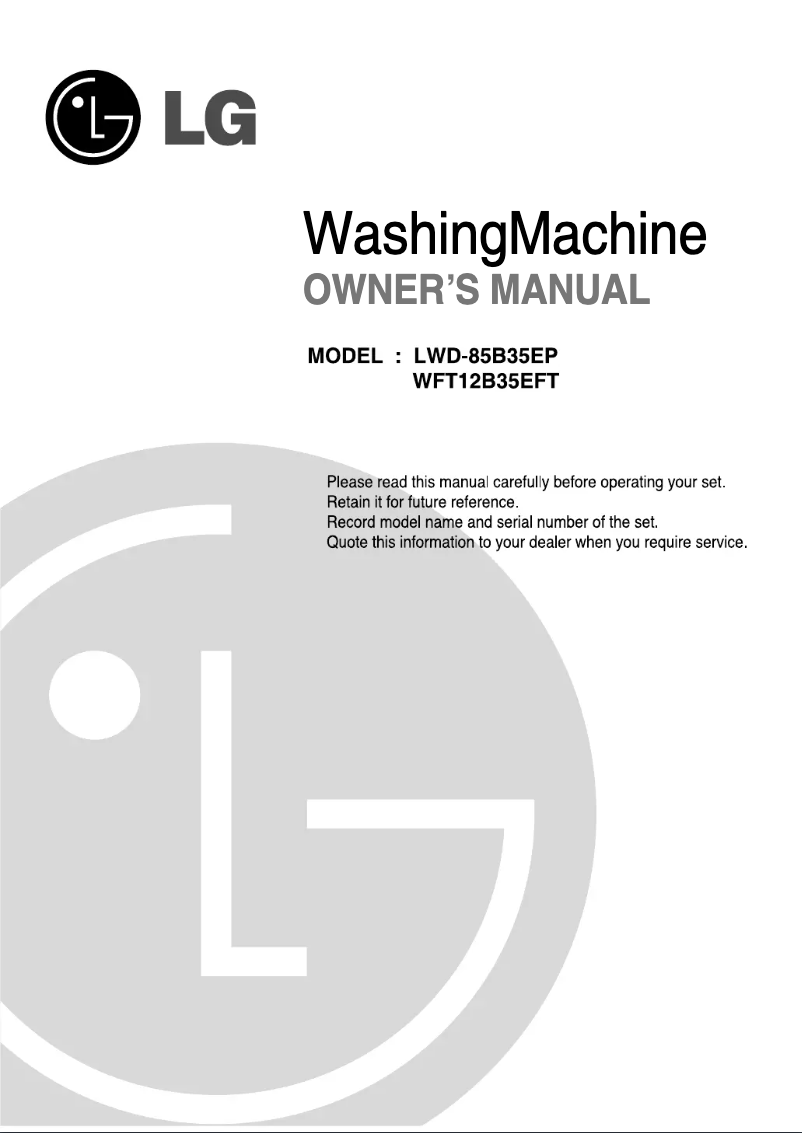 Page n°1 - Manuel utilisateur LG WFT85B35EFT