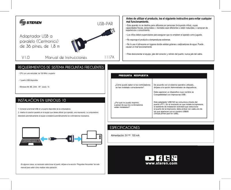 Page n°1 - Manuel utilisateur Steren USB-PAR