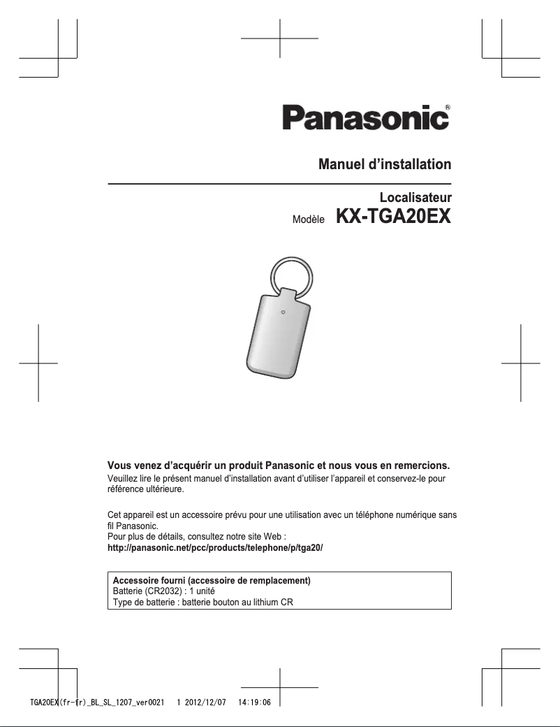 Imagen de la primera página del manual del dispositivo KX-TGA20EX
