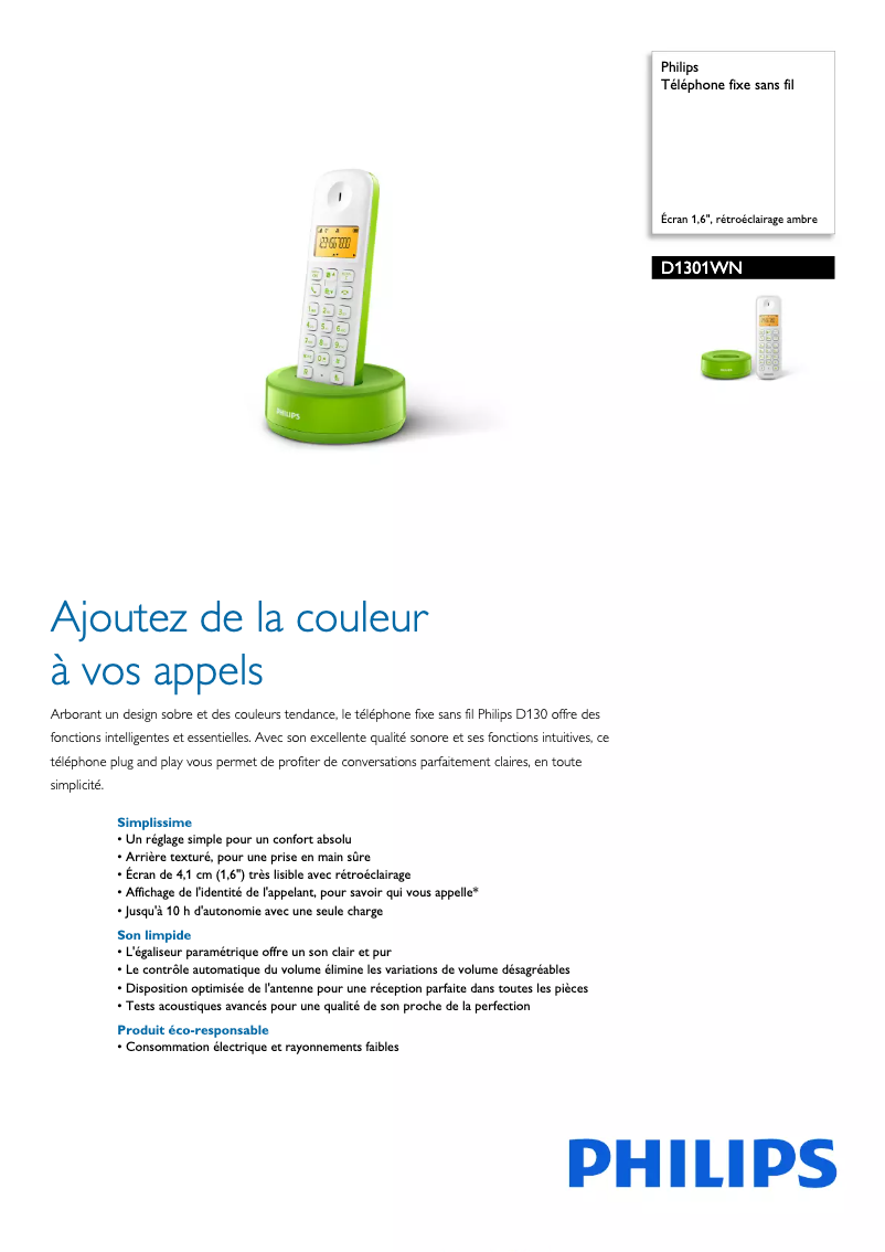 First page image of the manual for D1301WN