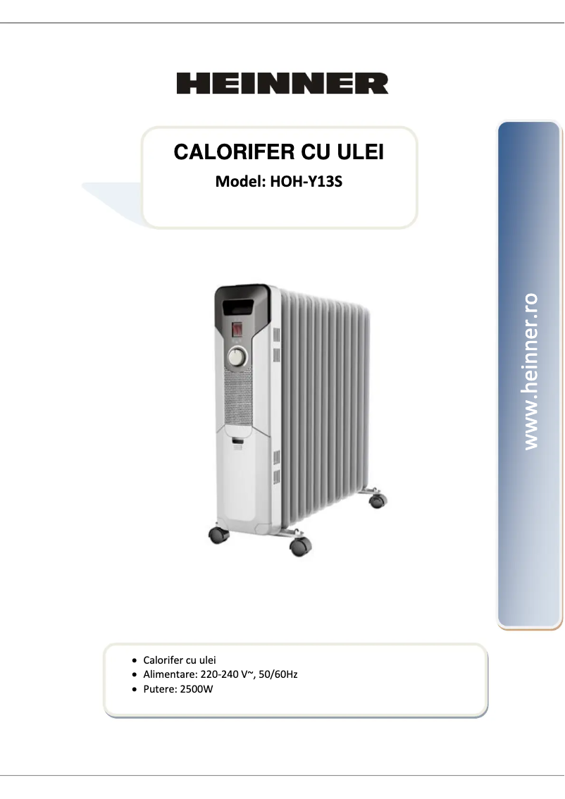 Page 1 de la notice Manuel utilisateur Heinner HOH-Y13S