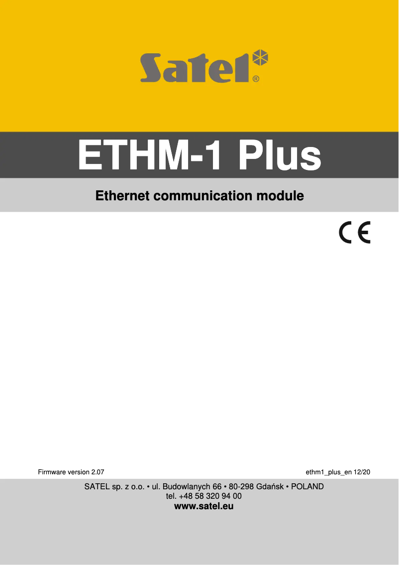 First page image of the manual for ETHM-1 Plus