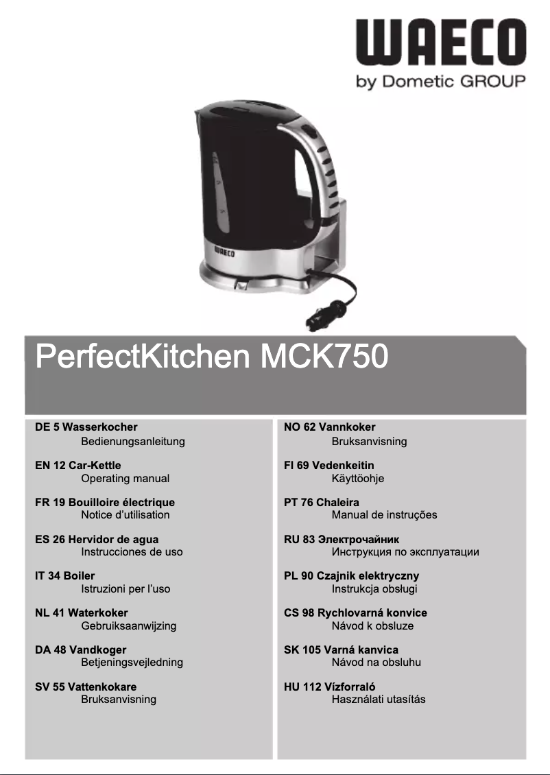 Page 1 de la notice Manuel utilisateur Waeco PerfectKitchen MCK750