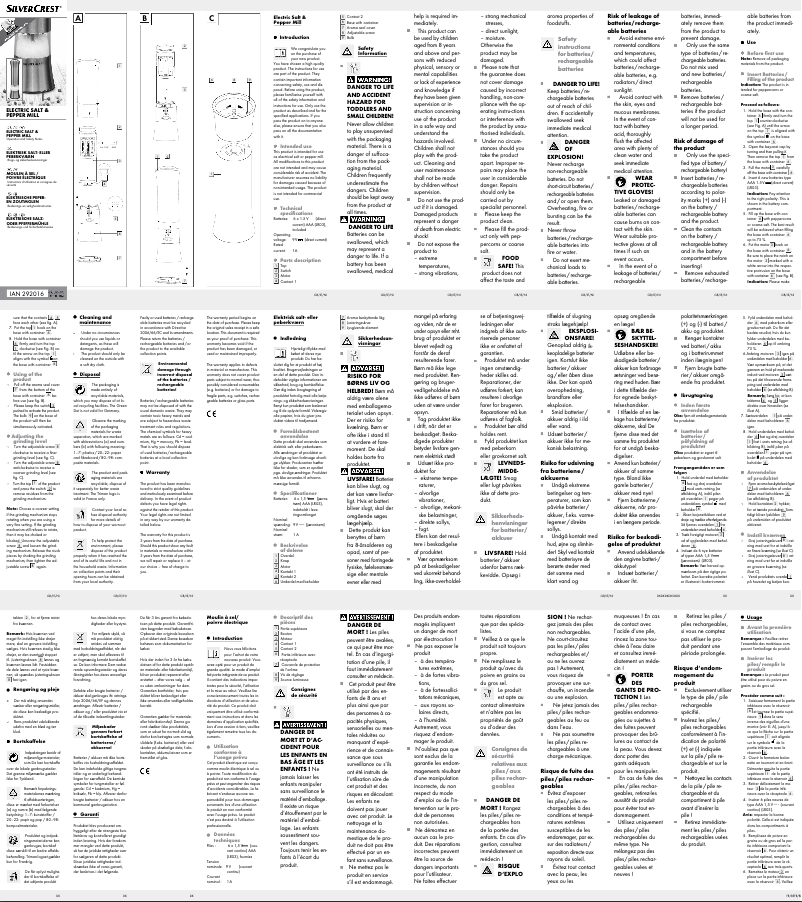 Page 1 de la notice Manuel utilisateur SilverCrest IAN 292016