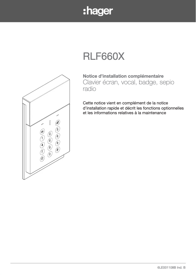 Page n°1 - Manuel utilisateur Hager RLF660X