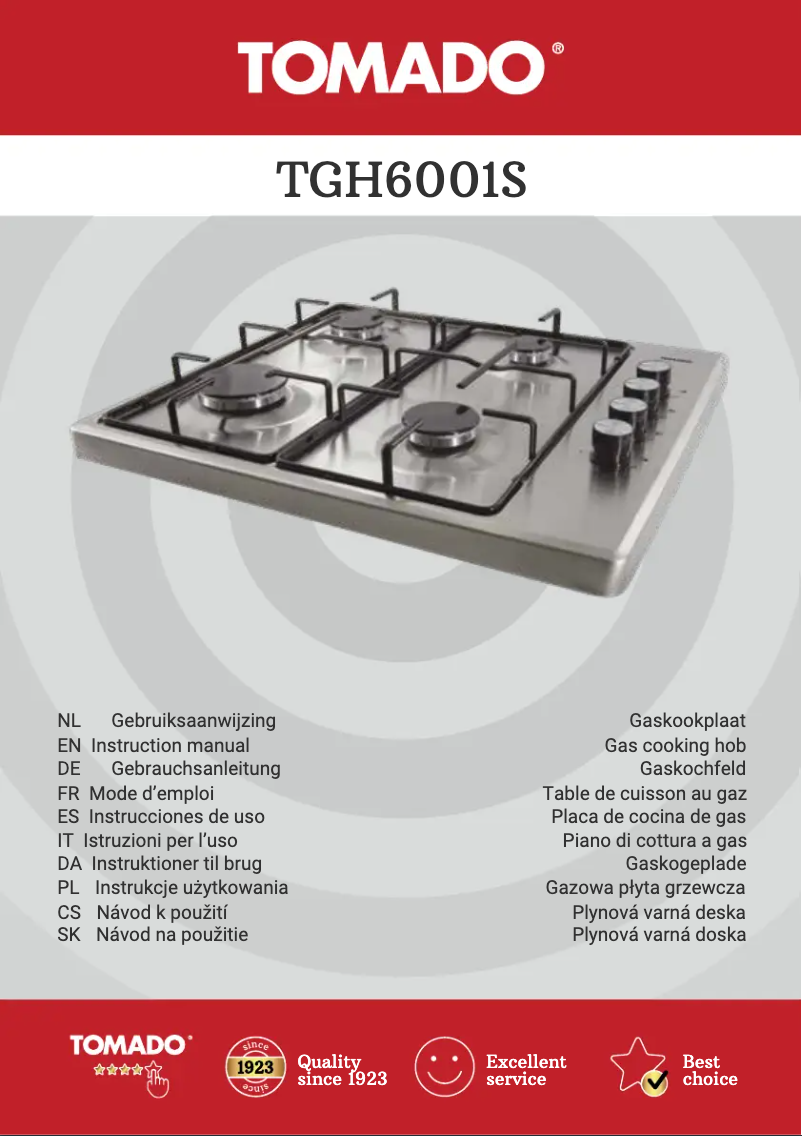 Imagen de la primera página del manual del dispositivo TGH6001S