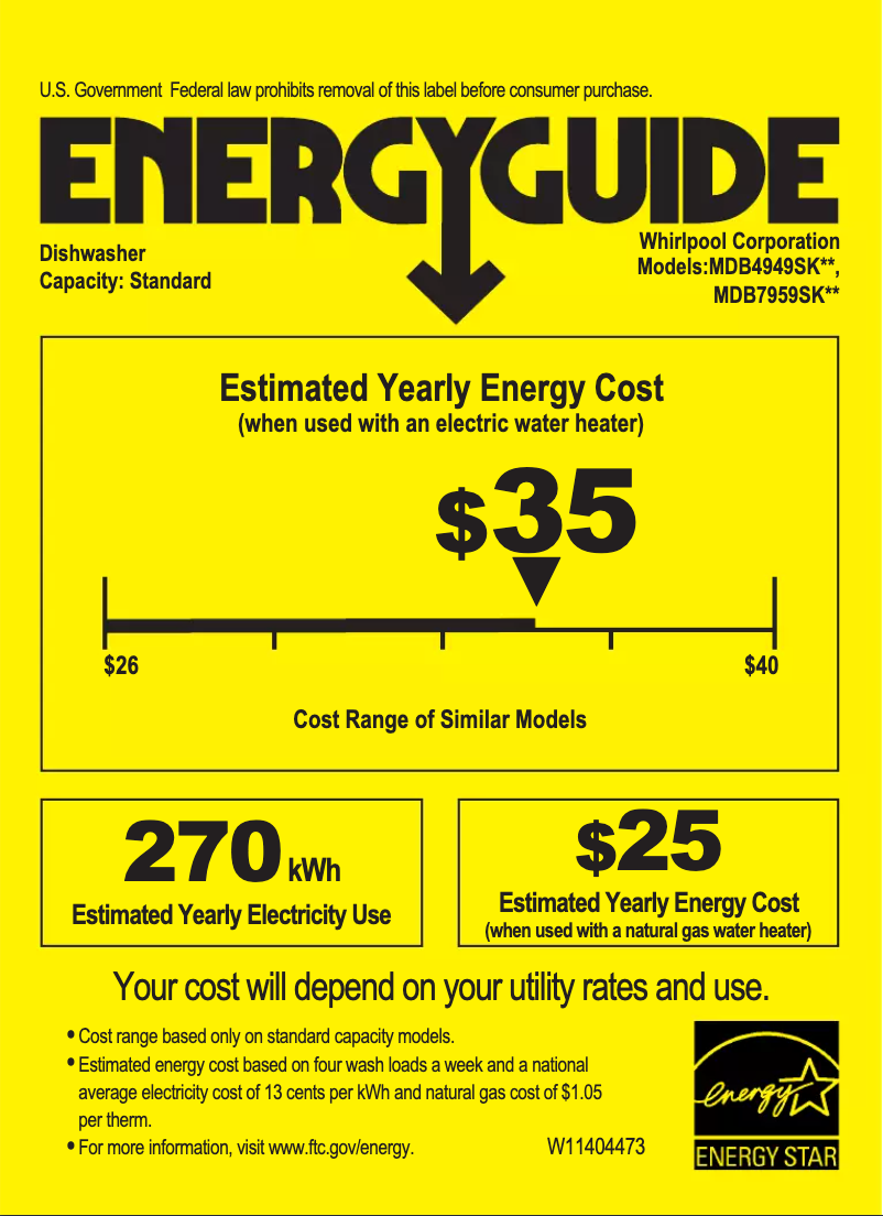Page n°1 - Label énergétique Maytag MDB7959SKZ
