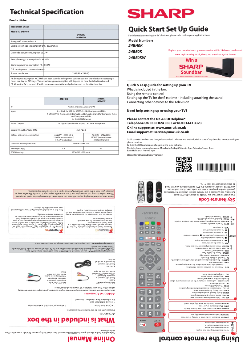 Page n°1 - Guide de démarrage rapide Sharp 24BE0KR