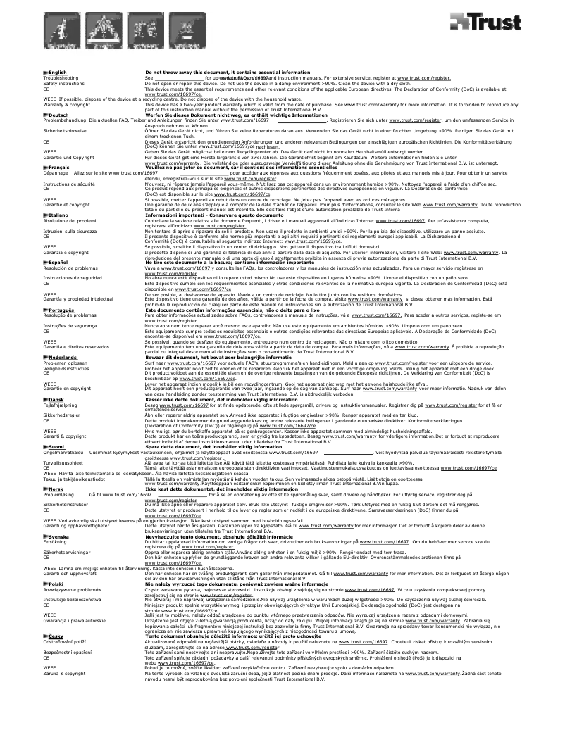 Page 1 de la notice Manuel utilisateur Trust Mila 2.0