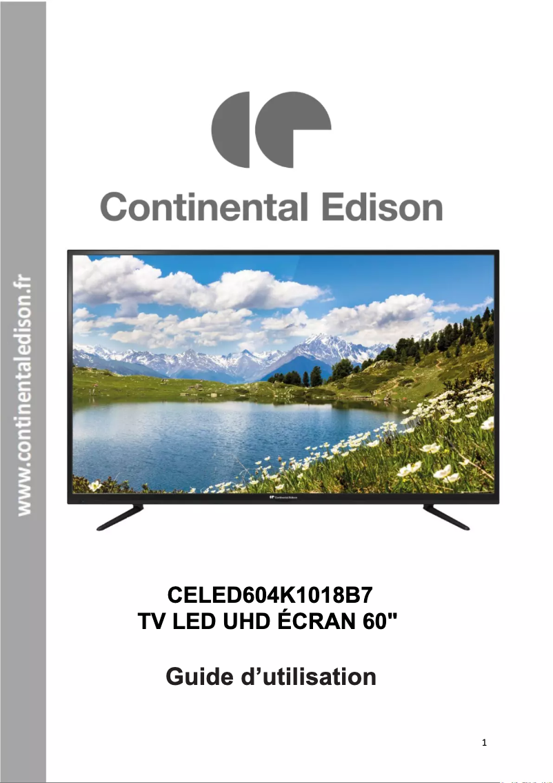 Page n°1 - Guide d'installation Continental Edison CELED604K1018B7