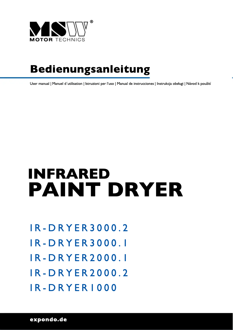 Image de la première page du manuel de l'appareil IR-DRYER3000.1