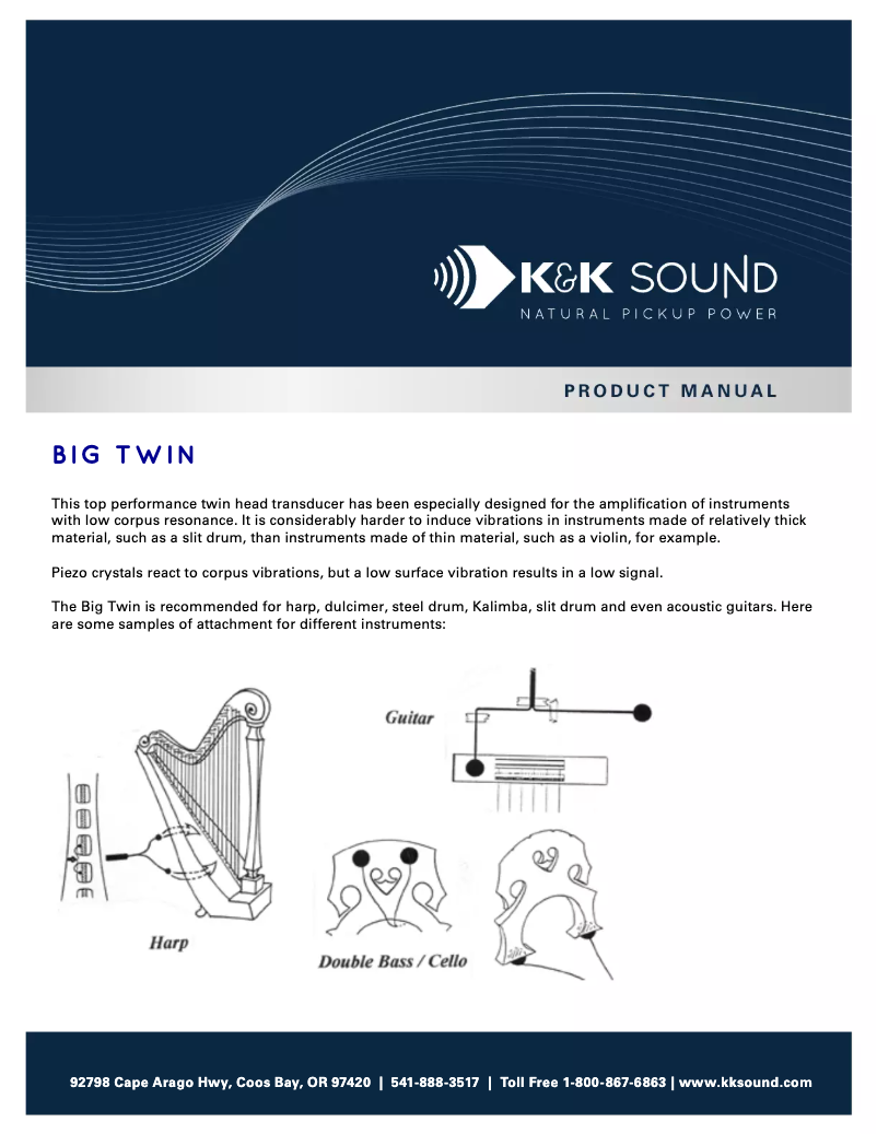 Page n°1 - Manuel utilisateur K&K Sound Big Twin